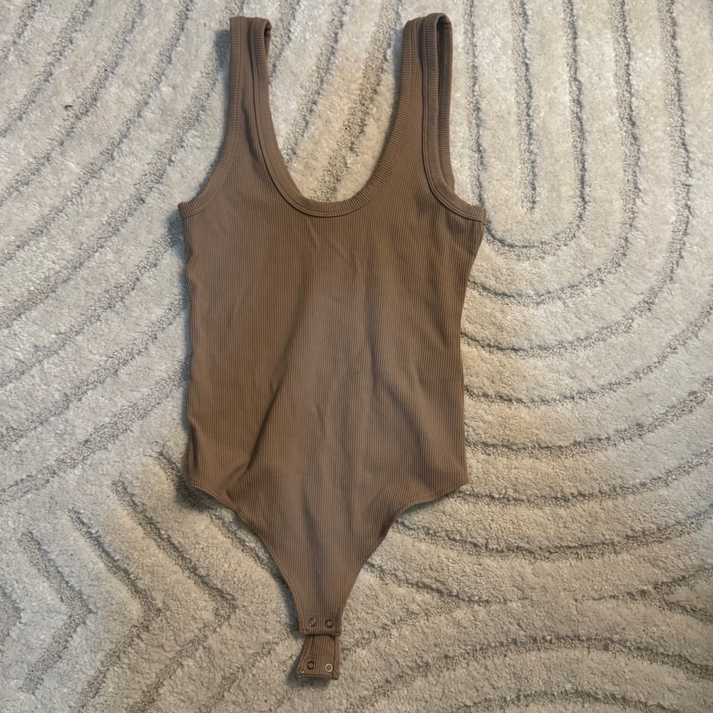 Abercrombie & Fitch Ribbed Brown Bodysuit